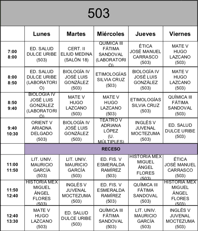 Horarios | Preparatoria