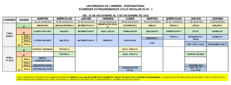 Calendarios | Preparatoria